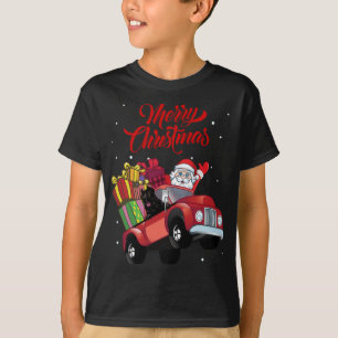 Camiseta Corso De Caña Con Papá Noel En Camión Rojo Perro