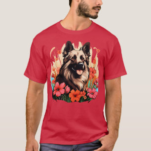 Camiseta Corta belga Malinois Spring Flower Garden Shepher