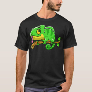 Camiseta Corta Chameleon En El Personalizado Del Árbol