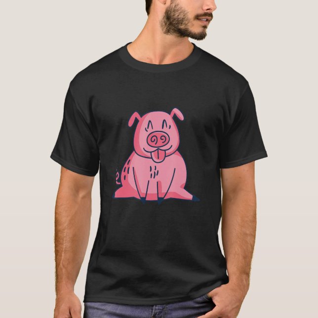 Camiseta Corta de animales de cerdo (Anverso)
