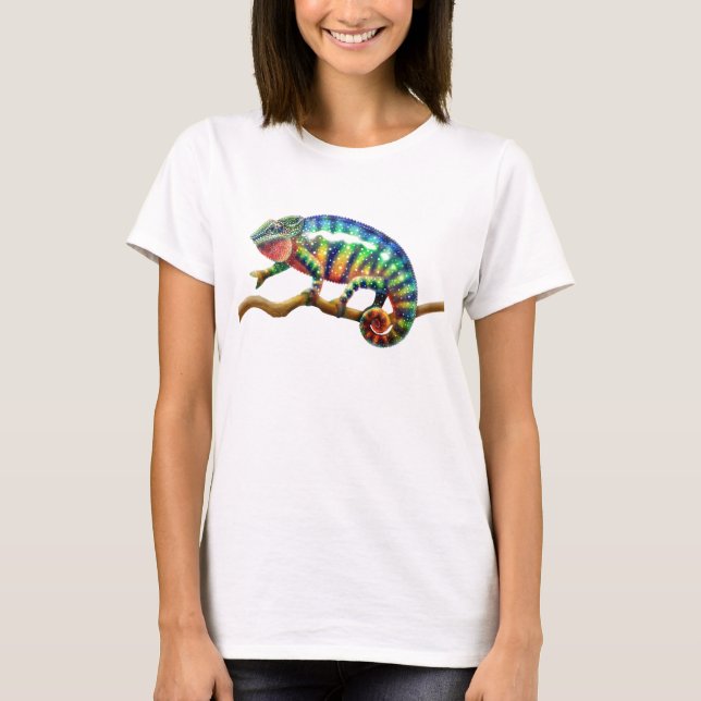 Camiseta corta de camaleón pantera genial (Anverso)
