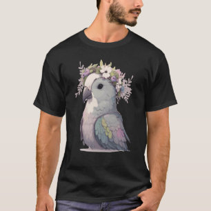 Camiseta Corta de flor de pájaro de loro de cuchara