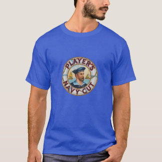 Camiseta Corta marina del jugador con arte retro