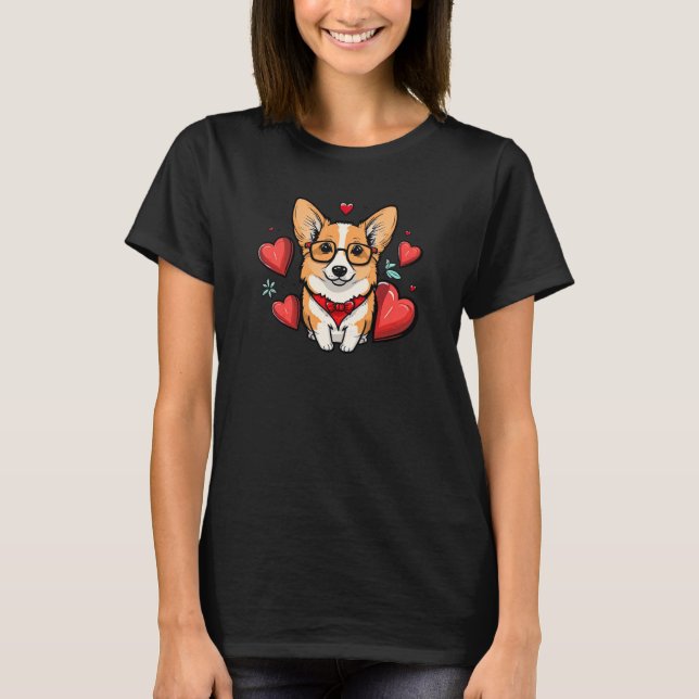 Camiseta Corta San Valentín Corgi Guay Pembroke Welsh Corgi (Anverso)