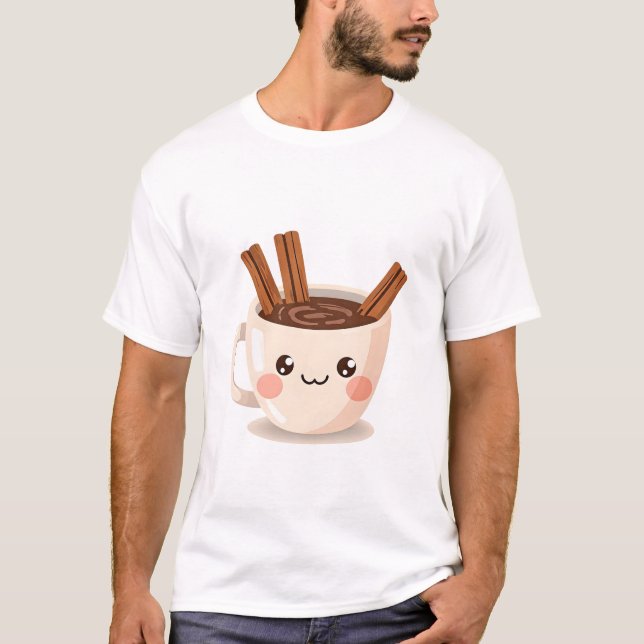 Camiseta Corta taza de chocolate caliente con palitos de ca (Anverso)