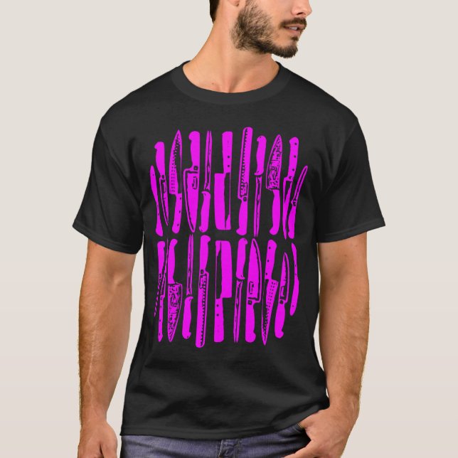 Camiseta Cortado y tachado - Magenta sobre oscuro (Anverso)