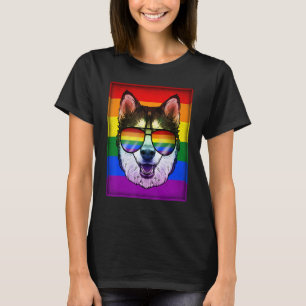 Camiseta Cortan la bandera del Orgullo Gay Siberian Husky D