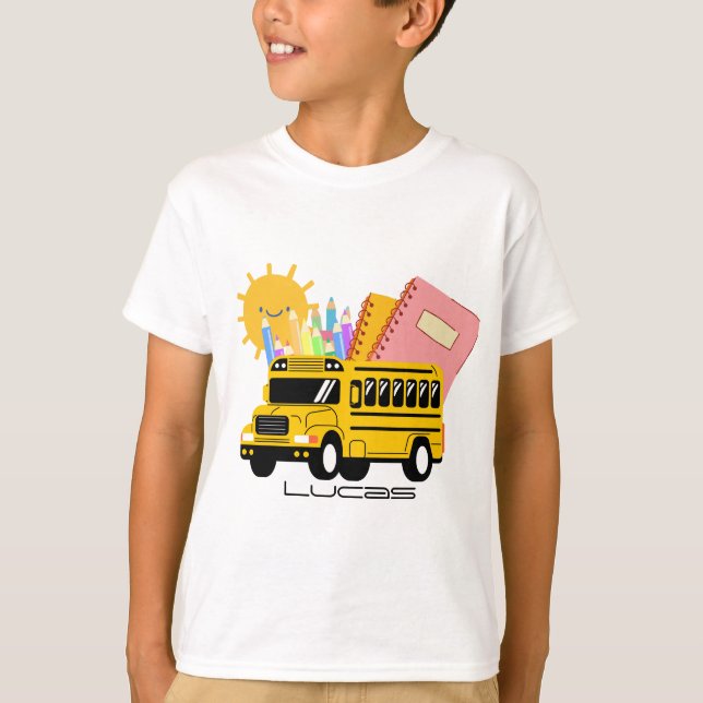 Camiseta Cortar amarillo de vuelta a la escuela nombre de c (Anverso)