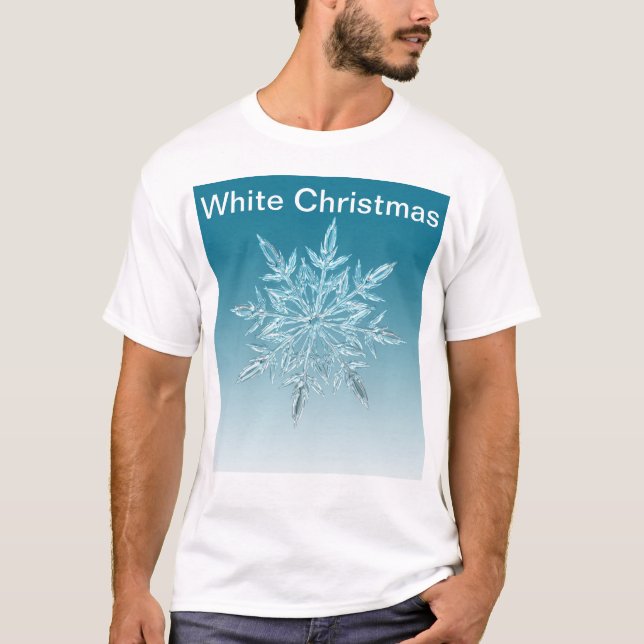 Camiseta Cortar copo de nieve con texto de Navidades blanco (Anverso)