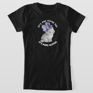 Camiseta Cortar gato con Gorra de flor - Cita de Purpurina 