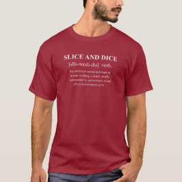 Camiseta Cortar y picar definición divertida con texto blan