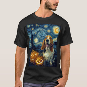 Camiseta Corte Basset Hound Perro Halloween Jack O Linterna