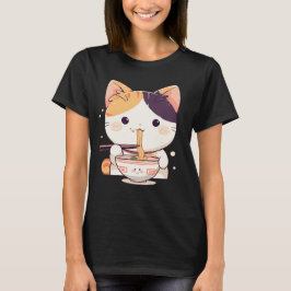 Camiseta Corte Calico Cat Slurping Ramen