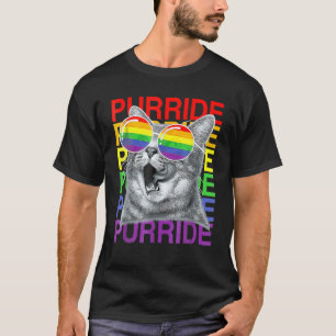 Camiseta Corte Cat Gay Pride Mes Arcoiris Bandera Gafas De 
