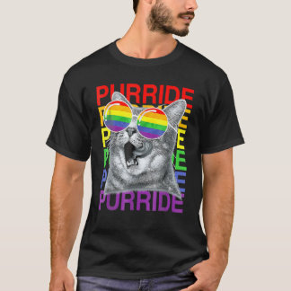 Camiseta Corte Cat Gay Pride Mes Arcoiris Bandera Gafas De