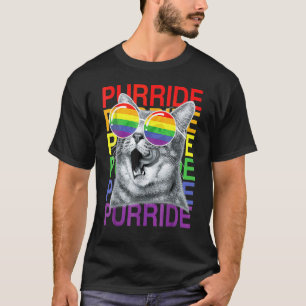 Camiseta Corte Cat Gay Pride Mes Arcoiris Bandera Gafas De