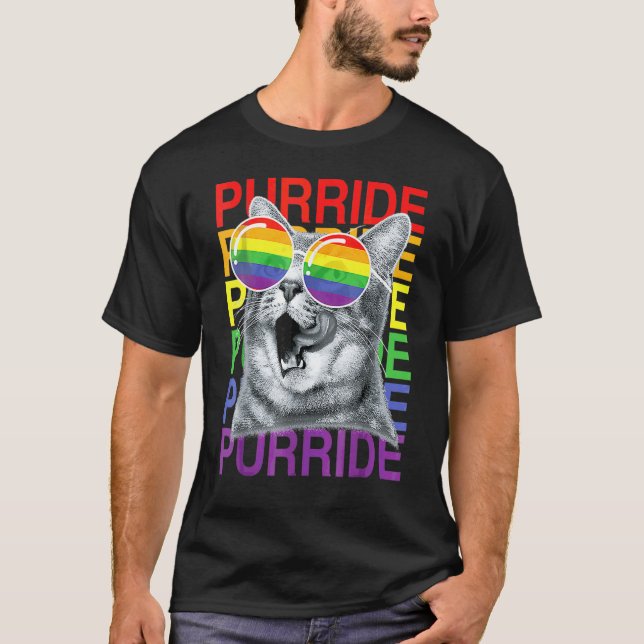 Camiseta Corte Cat Gay Pride Mes Arcoiris Bandera Gafas De  (Anverso)