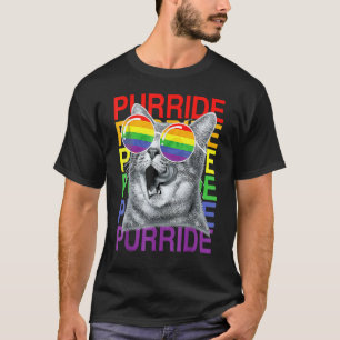 Camiseta Corte Cat Gay Pride Mes Arcoiris Bandera Gafas De 