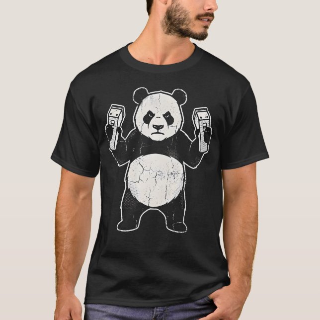 Camiseta Corte de pelo divertido de animales barber panda (Anverso)