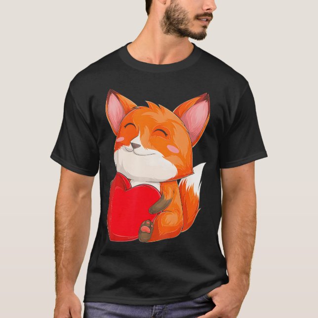 Camiseta Corte Kawaii Fox Wild Animals Fox St Valentine (Anverso)