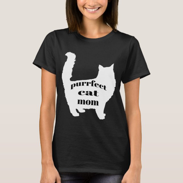 Camiseta Corte SImple Fun Modern Cat Mom Shirt (Anverso)