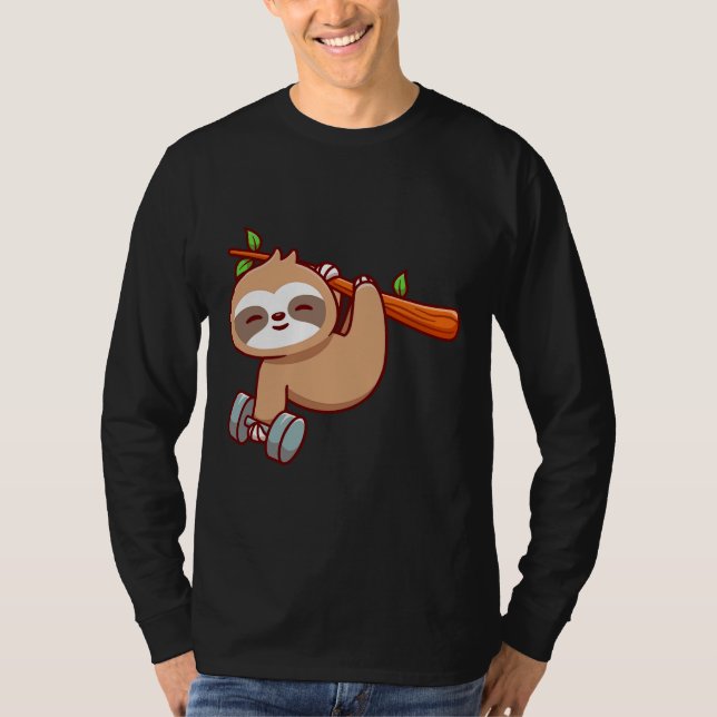 Camiseta Corte Sloth Holding Dumbbell (Anverso)