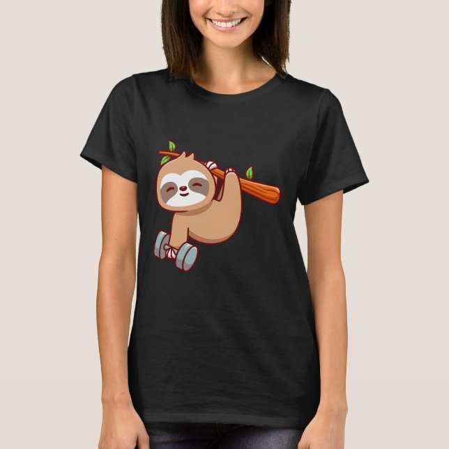 Camiseta Corte Sloth Holding Dumbbell (Anverso)