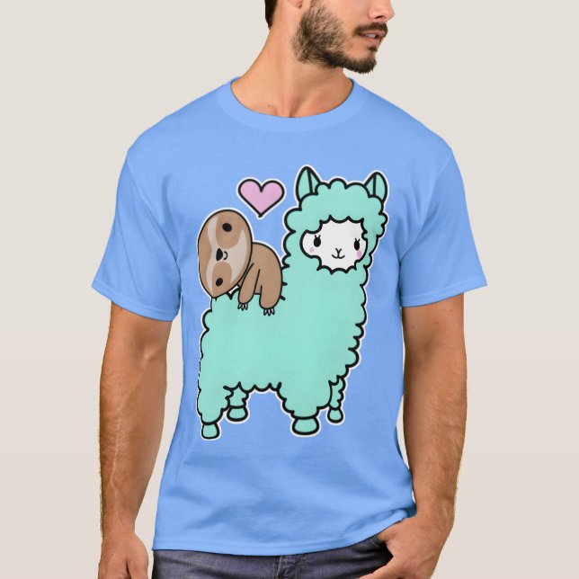 Camiseta Corte Sloth Y Llama Mejor Amigos Kawaii K Alpaca (Anverso)