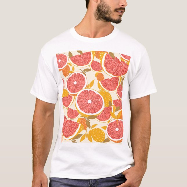 Camiseta Cortes de pomelo con hojas (Anverso)