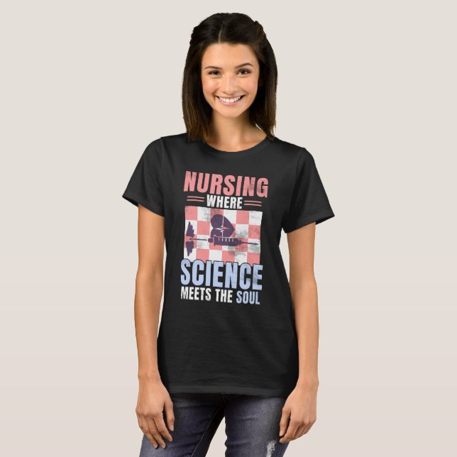 Camiseta Cortesía de enfermera - Ciencia y alma de Enfermer (Anverso completo)