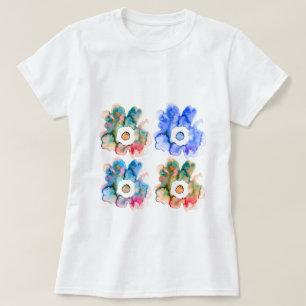 Camiseta Cortina acuática floral arte abstracto dibujado a