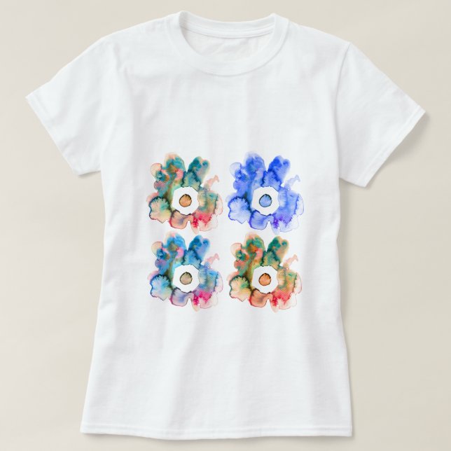 Camiseta Cortina acuática floral arte abstracto dibujado a  (Diseño del anverso)