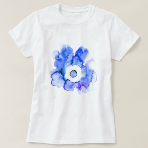 Camiseta Cortina acuática floral arte abstracto dibujado a 