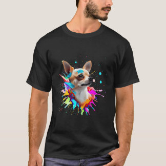 Camiseta Corto Chihuahua, Coloridas Brotes De Pintura
