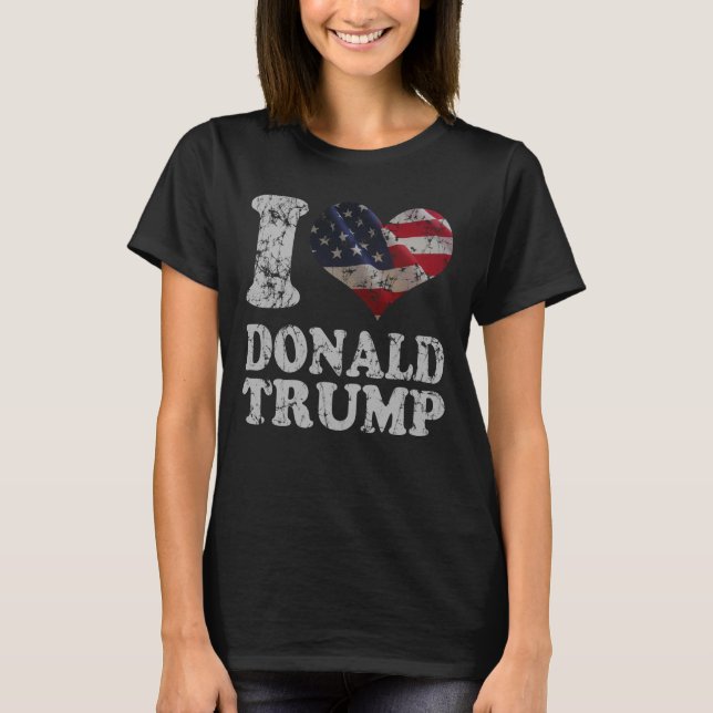 Camiseta Corto corazón Bandera Americana Donald Trump (Anverso)
