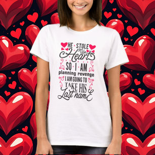 Camiseta Corto corazón robado apellido boda palabra arte