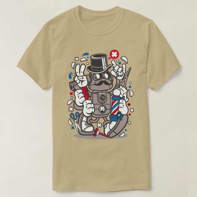 Camiseta Corto de pelo de barberón urbano Hipster Robot (Diseño del anverso)
