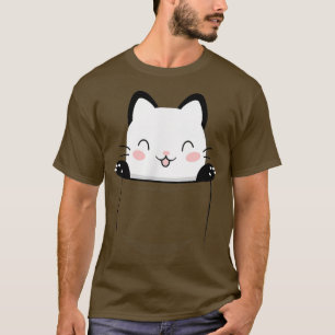 Camiseta Corto gato bolsillo felino divertido felino hermos