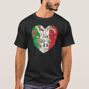 Camiseta Corto mapa de bandera italiana corazón Italia gráf