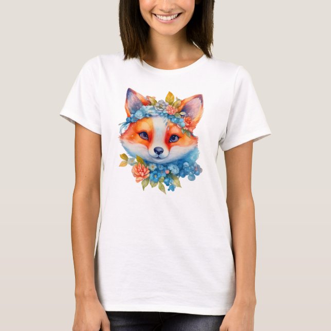 Camiseta Corto Naranja Fox con corona floral (Anverso)