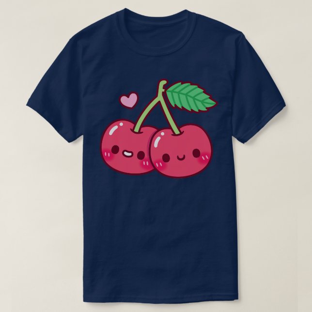Camiseta Corto Par De Cerezas Rojas (Diseño del anverso)