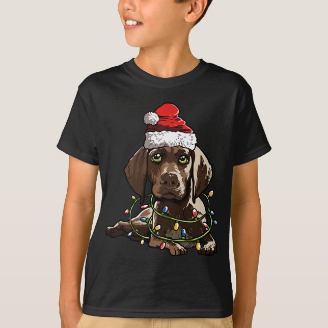 Camiseta Cortometraje alemán Pointer Santa Christmas Tree L (Anverso)