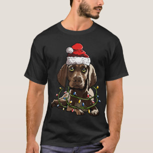 Camiseta Cortometraje alemán Pointer Santa Christmas Tree L