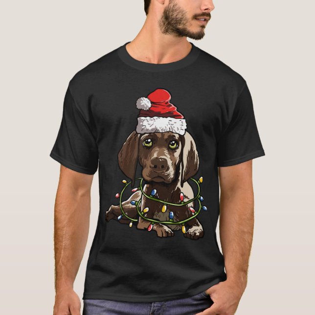 Camiseta Cortometraje alemán Pointer Santa Christmas Tree L (Anverso)