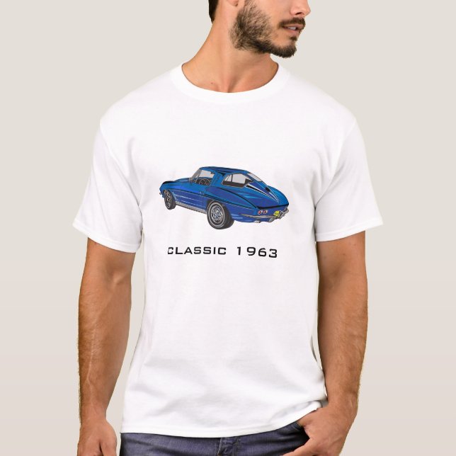 Camiseta Corvette azul clásica de 1963 (Anverso)