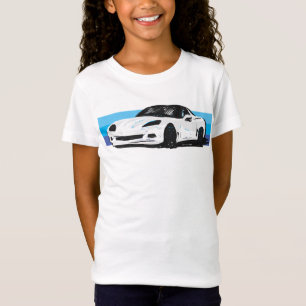 Camiseta Corvette blanco C6 con franjas azules
