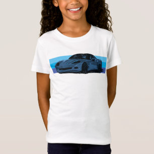 Camiseta Corvette blanco C6 con franjas azules
