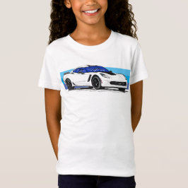 Camiseta Corvette blanco C7 con franjas azules