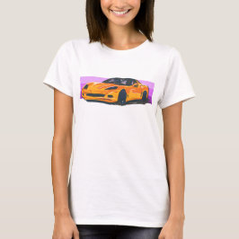 Camiseta Corvette C6 Naranja Sportscar con banda rosa