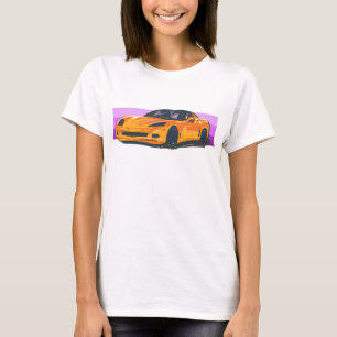 Camiseta Corvette C6 Naranja Sportscar con banda rosa